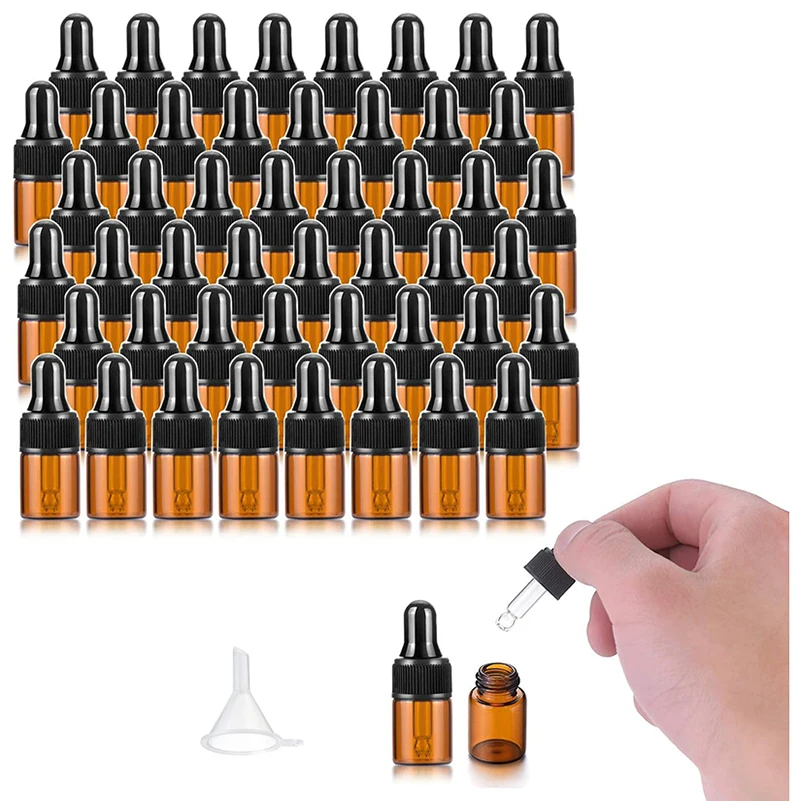 

100pcs 2ml 3ml 5ml Amber Dropper Bottle Mini Essential Oil Pipette Bottle Small Perfume Bottle For Cosmetic Aromatherapy