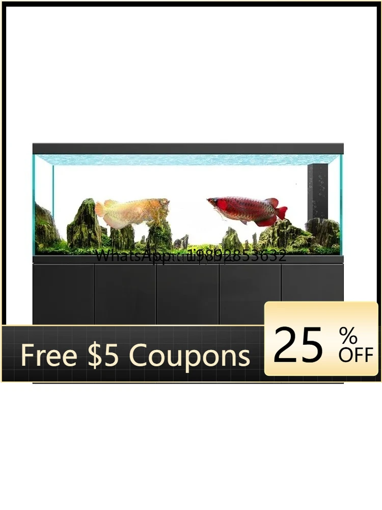 

FF Большой аквариум с расширенным нижним фильтром, напольный шкаф из ультрабелого стекла, аквариум для гостиной со встроенным шкафом