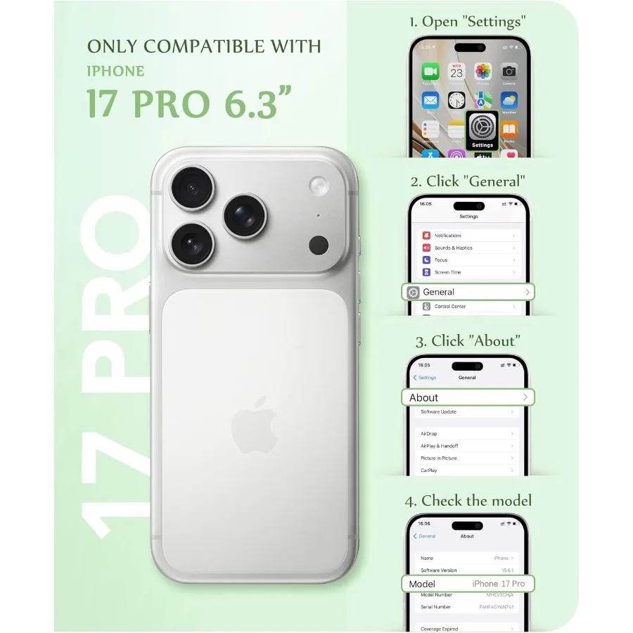 حافظة لهاتف iPhone 17 Pro متوافقة مع MagSafe مع واقي الشاشة [حماية كاملة للكاميرا]