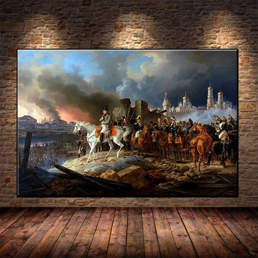 Nuova pittura diamante 5D opera d\'arte Classial napoleone In Burning Moscow Diamond ricamo fai da te decorazione della casa mosaico