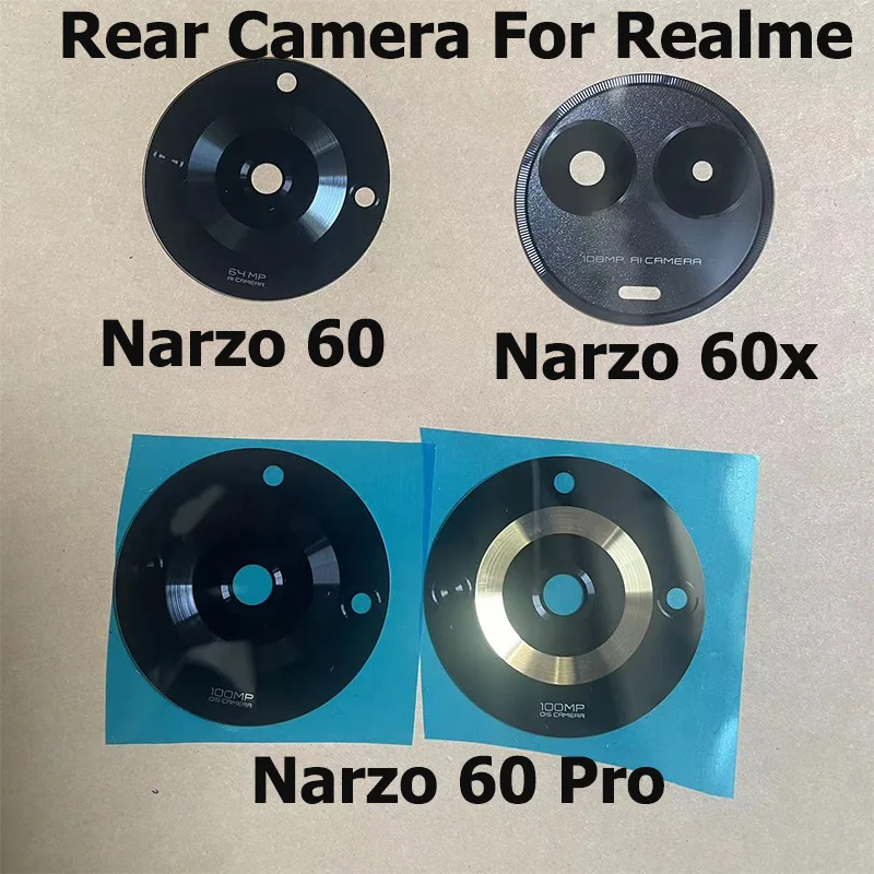 Back Camera Glass Lens For Realme Narzo 60 60x Pro Rear Camera Glass Lens Cover Replacement With Sticker Adhesive Repair Parts