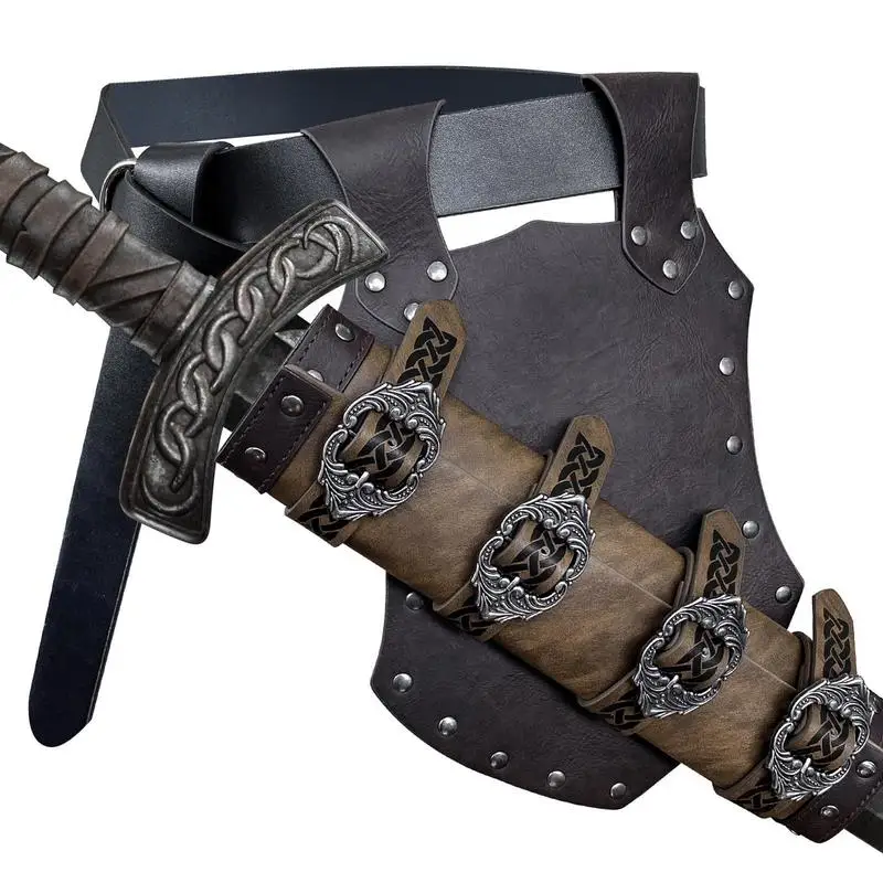 

Medieval Retro Shoulder Back Sheath Frog Holder For Adult Men Warrior Costume Rapier Leather Buckle Holster Scabbard