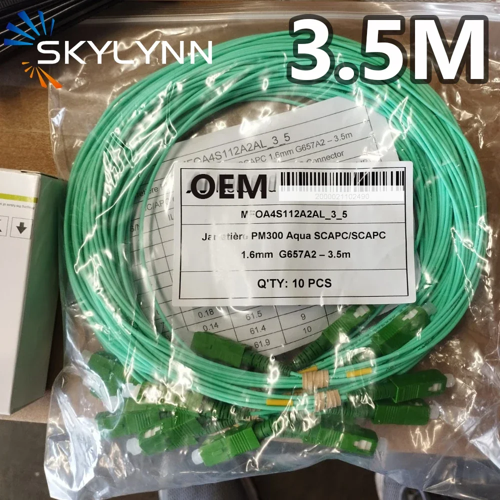 Nuevo personalizado FTTH Jarretiere 1,6mm 3,5 m Aqua G657A2 Cable de conexión de fibra óptica puente verde SC Simplex SM SX SCAPC