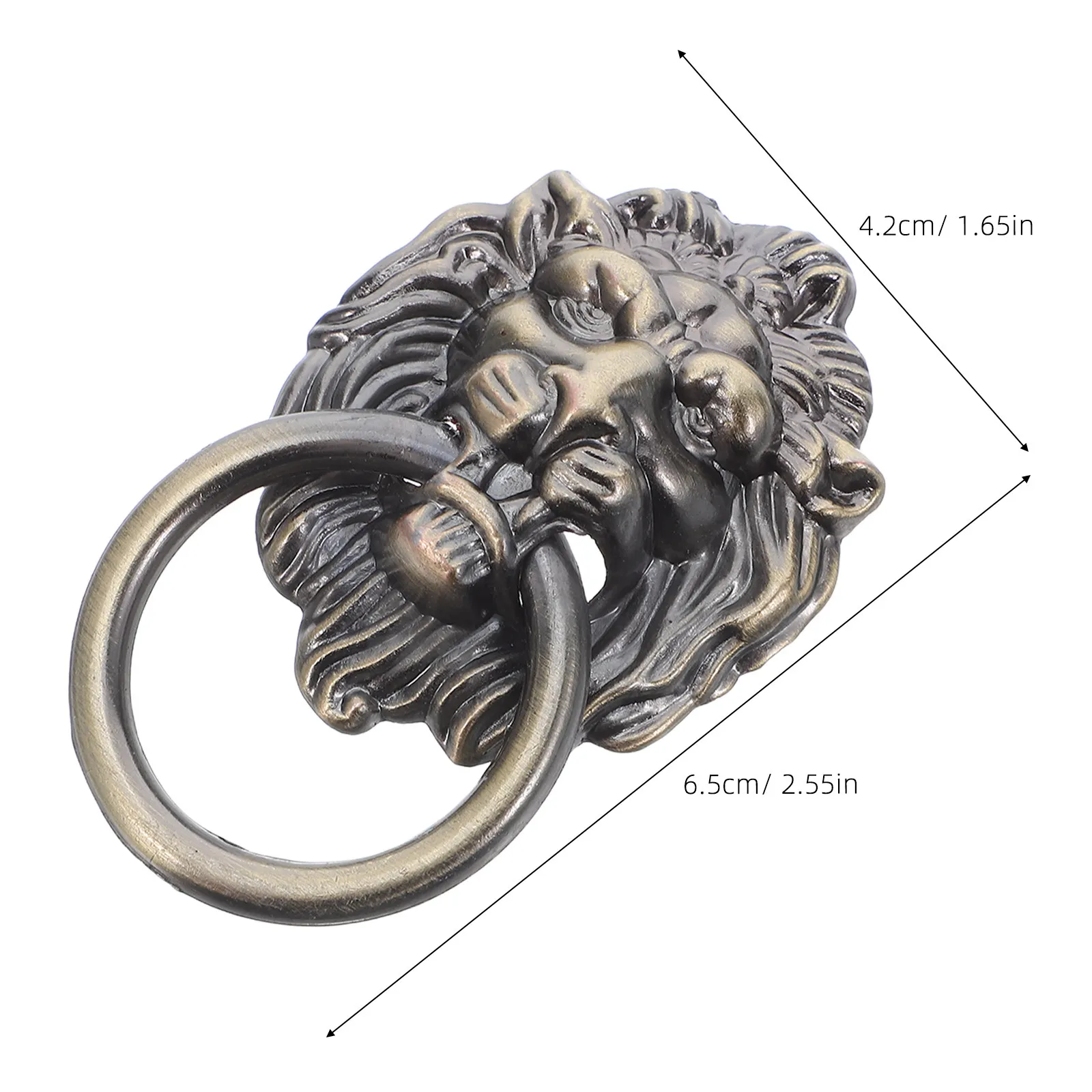 6Pcs Lion Head Ring Pulls Retro Bronze Chinese Style Drawer Cabinet Door Handles Vintage Decorative Knocker for Kitchen