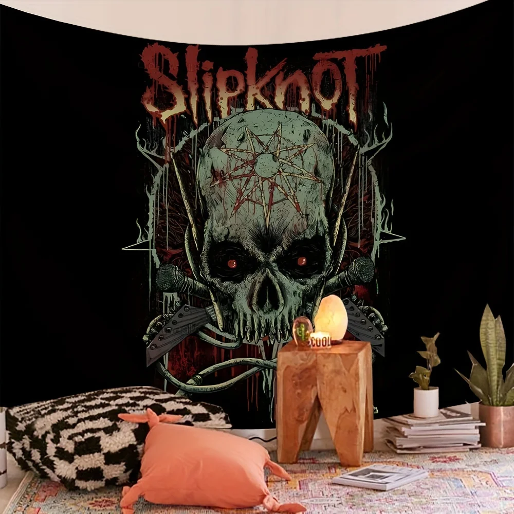 VIKAMA Slipknot Metall Rock Wandteppich Totenkopf Hardcore Wohnzimmer Band Probe Weltraum Thema Live House Dekor