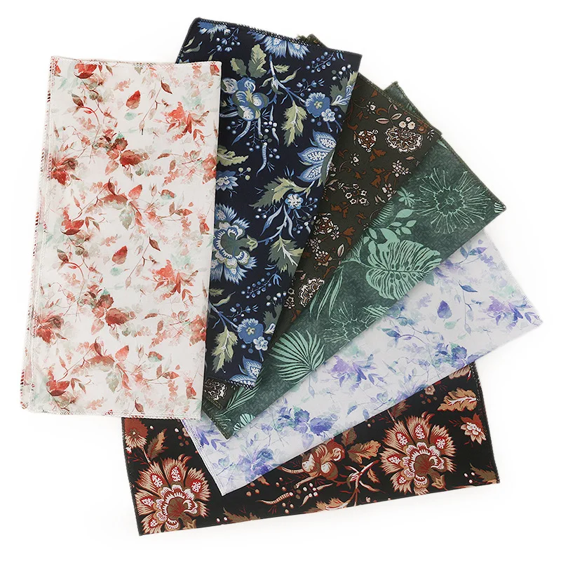 5 قطعة منشفة جيب قطنية زهرة أدبية ورجعية اللون الأعمال عادية متعددة الاستخدامات مربعة حمل 23*23 سنتيمتر