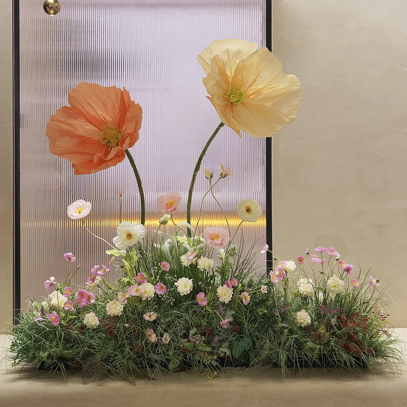 Large artificial plant Nordic living room bonsai green plant poppy soft decoration model room