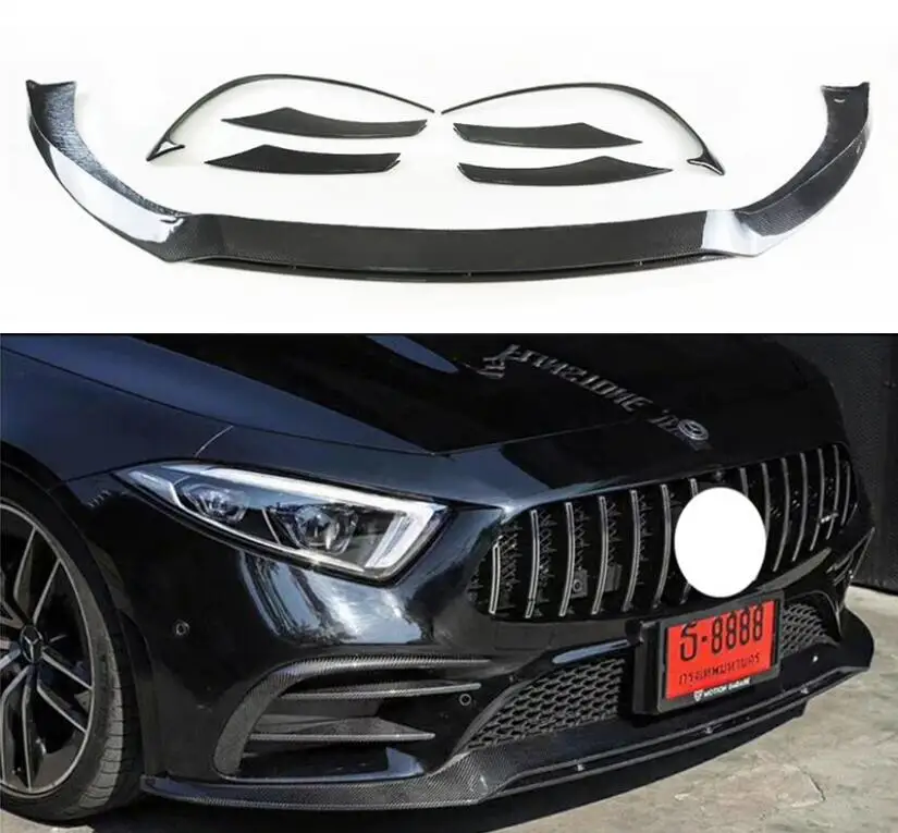 Front bumper Lip For Mercedes-Benz W257 Cls260 Cls300 Cls350 Cls53 2019-2022 Spoiler Lid Fog Splitters Cover Carbon Fiber