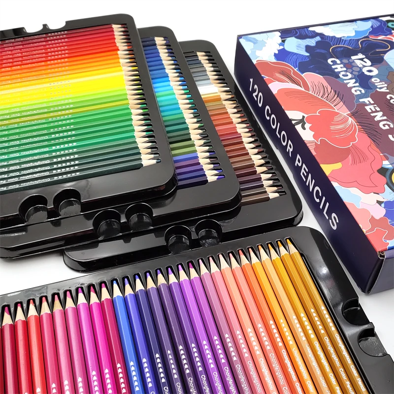 COOM G FENG SHOU-Ensemble de crayons de couleur professionnels en bois, 72 crayons à dessin huileux, fournitures d'art scolaire, 72/120 couleurs