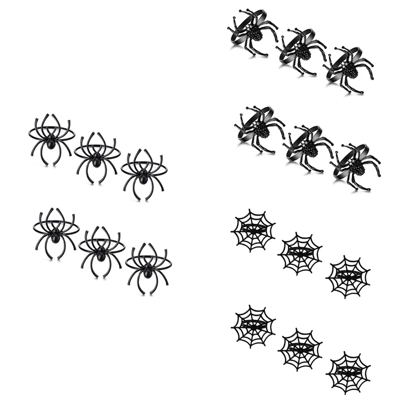 Halloween Napkin Ring Set Spider Halloween Napkin Black Terror Metal Alloy Napkin Clasp