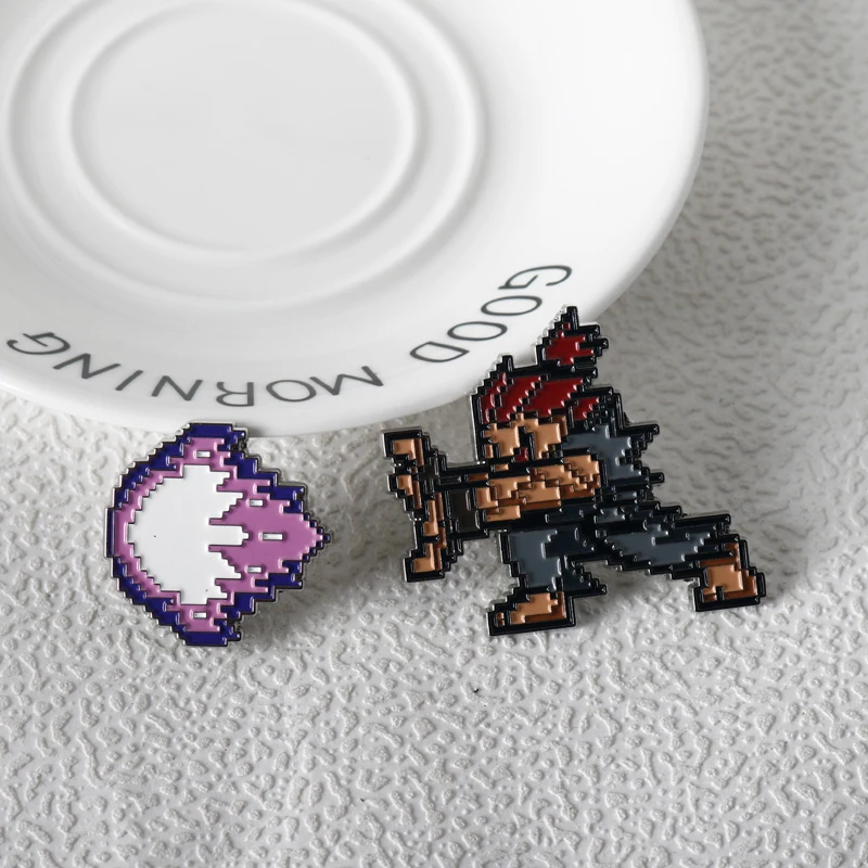 1 Set Classic Retro Fighting Game Enamel Pin Cool Pixel Brooches on Clothes Lapel Pins for Backpack Badges Set Accessories