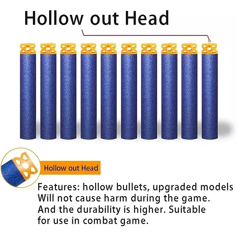HOT1000-50 pz Blu Hollow Freccette Ricarica Proiettili di Schiuma Munizioni per Nerfs N-Strike Elite Blasters Pistola, 7.2 cm