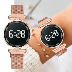 Luxury LED Watch Women Magnetic Bracelet Watches Rose Gold Digital Dress Quartz Women's Watches Ladies Clock Relogio Feminino