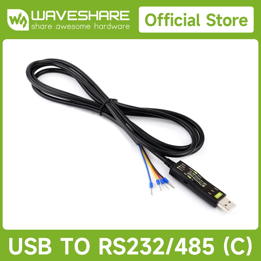 Waveshare USB To RS232/485 Serial Cable,Original FT232RNL Chip,Onboard Power And Signal Indicators, Multi-OS Compatible & device