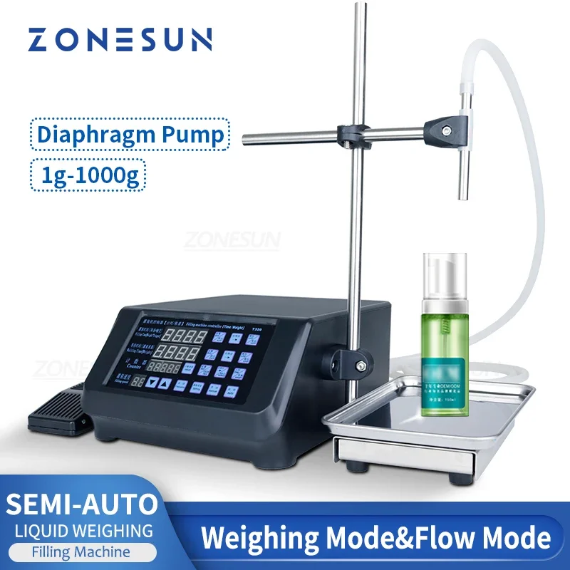 

ZONESUN ZS-DPYT320 Semi-Automatic Liquid Bottle Diaphragm Pump Filling Weighing Machine