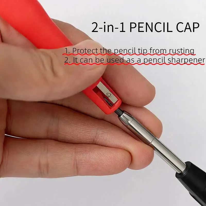 Longlife Automatic Pencil with Sharpener Metal Solid With Holder Deep Hole Mechanical Marker Stand Pocket Clip Tool Woodworking view 4