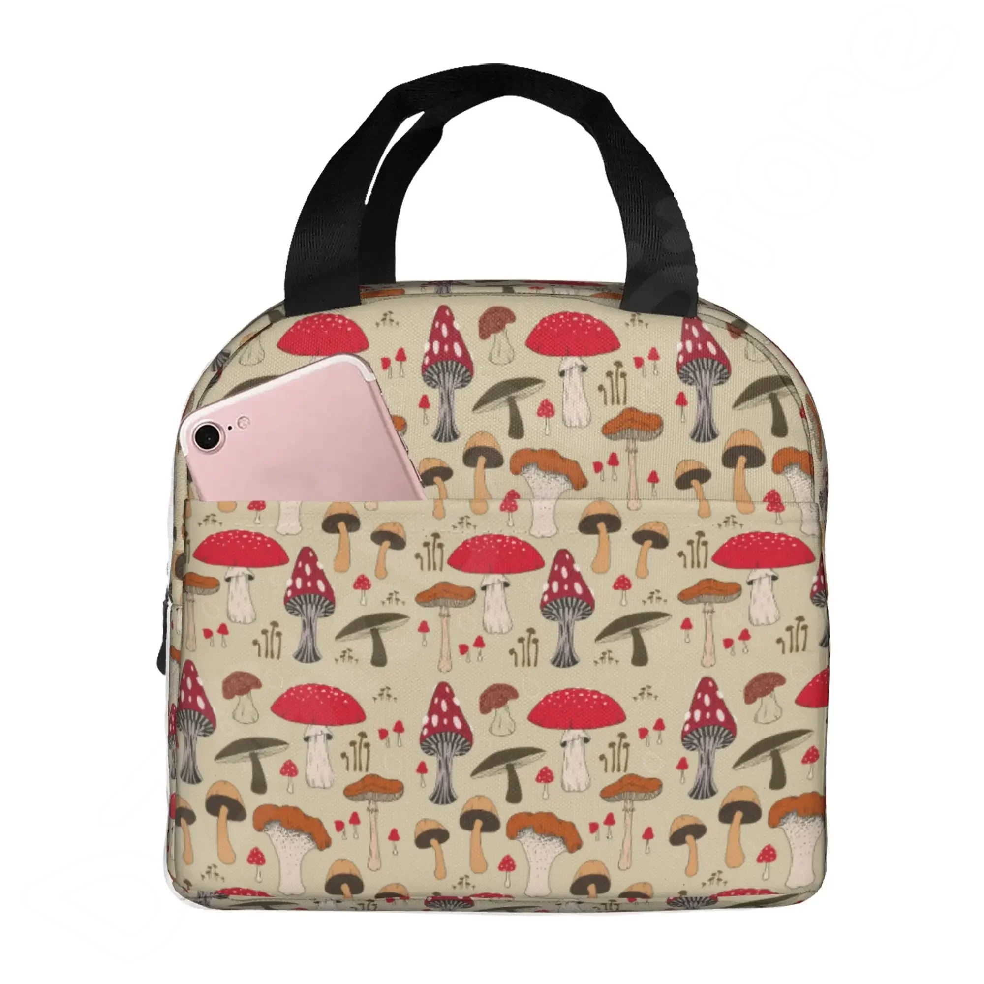 

Wavverom Lunch Bag for Women Mushroom Art Reusable Insulated Cooler Lunch Tote Box Funny Container Lunch Holder Portable Bag