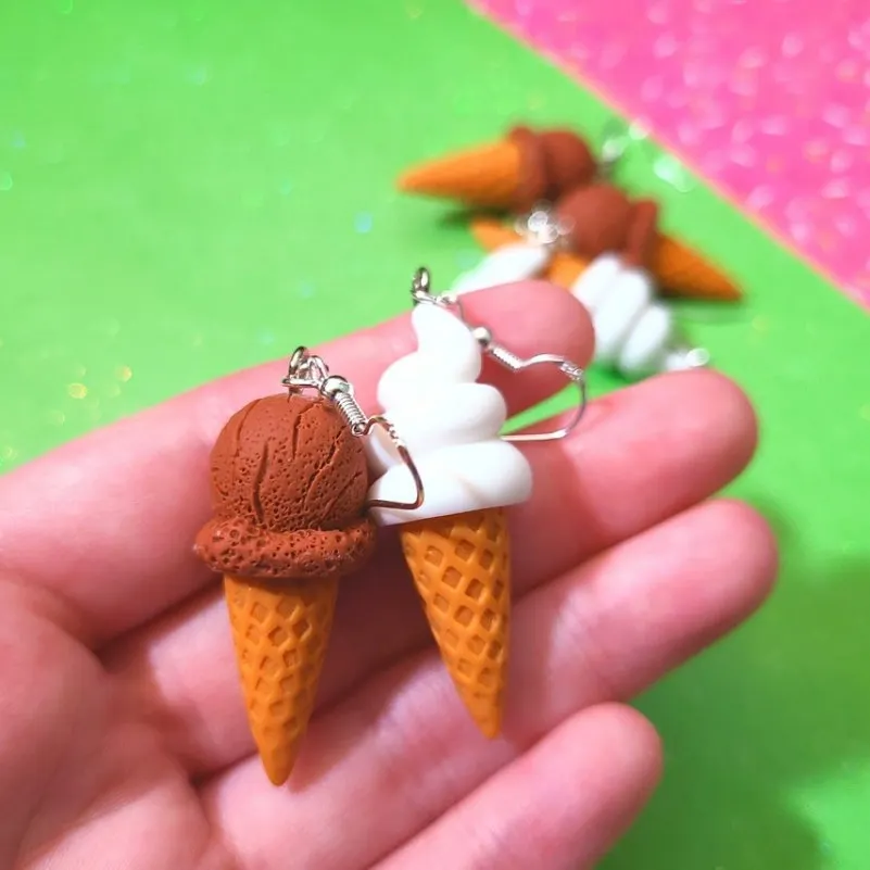 Summer Kawaii Ice Cream Women's Drop Earrings Creative Resin Accessories Sweetener Earrings Handmade Jewelry for Women Best Gift