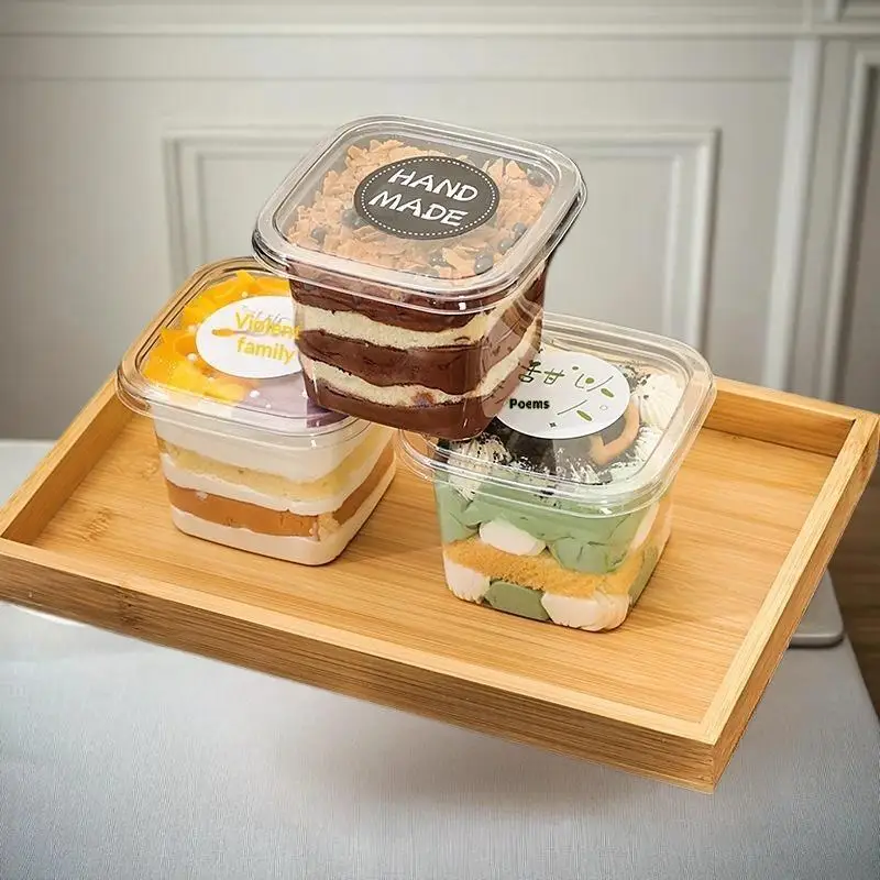 50Pcs Clear Plastic Cups Disposable Mousse Dessert Box With Lid Dessert Acrylic Food Cake Cup 150/250/380ml Packaging Box - view 5