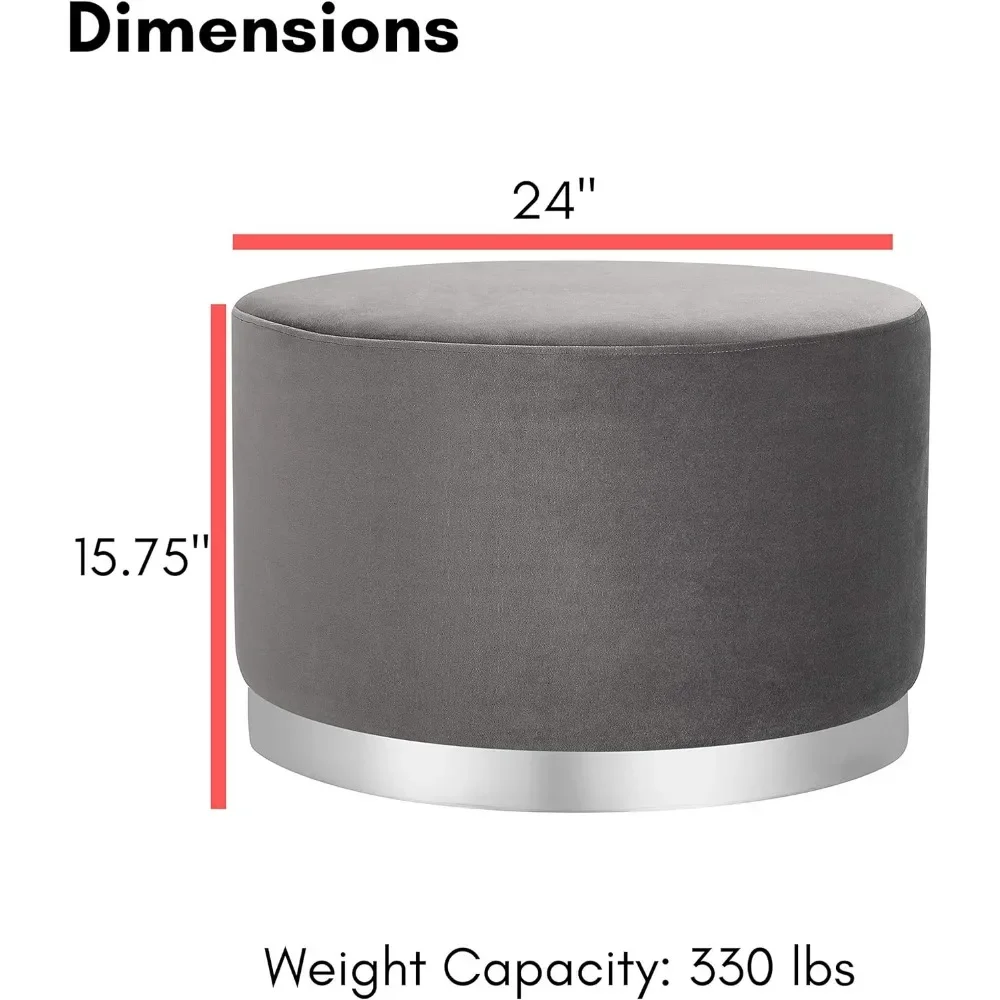 Samt Ottomane Fuß hocker-weicher großer gepolsterter Hocker-Silber besatz-Couch tisch-dekorative Möbel-Fuß stütze