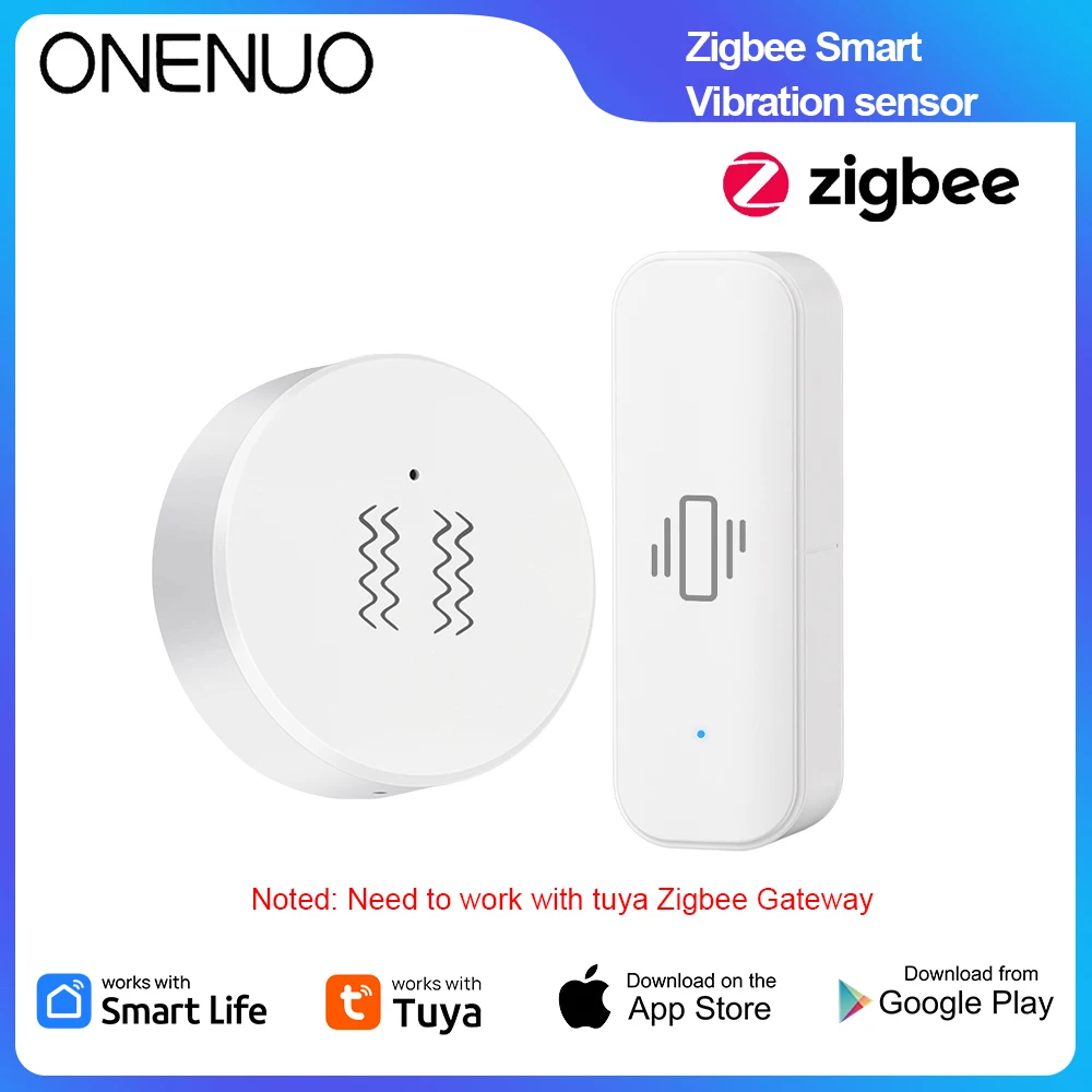 Tuya ZigBee Vibration Sensor Detector App Monitor Control Security Protection Zigbee Sensor Motion Shock Alarm Need Gateway