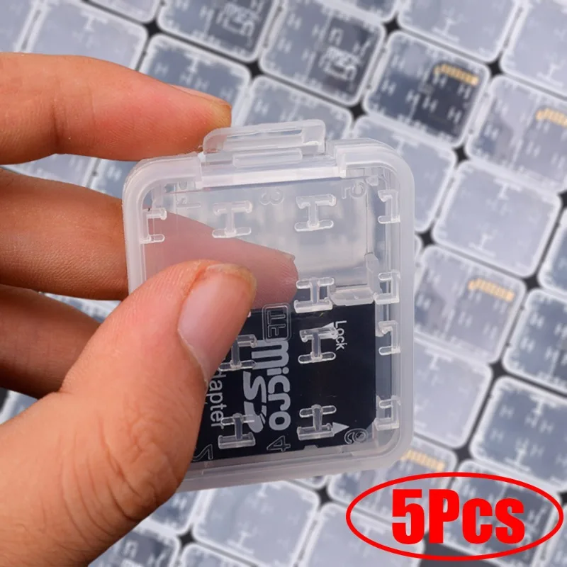 Clear Plastic Memory Card Case Stick Micro SD TF Card Storage Box Protection Holder Transparent Memory Card Storage Boxes