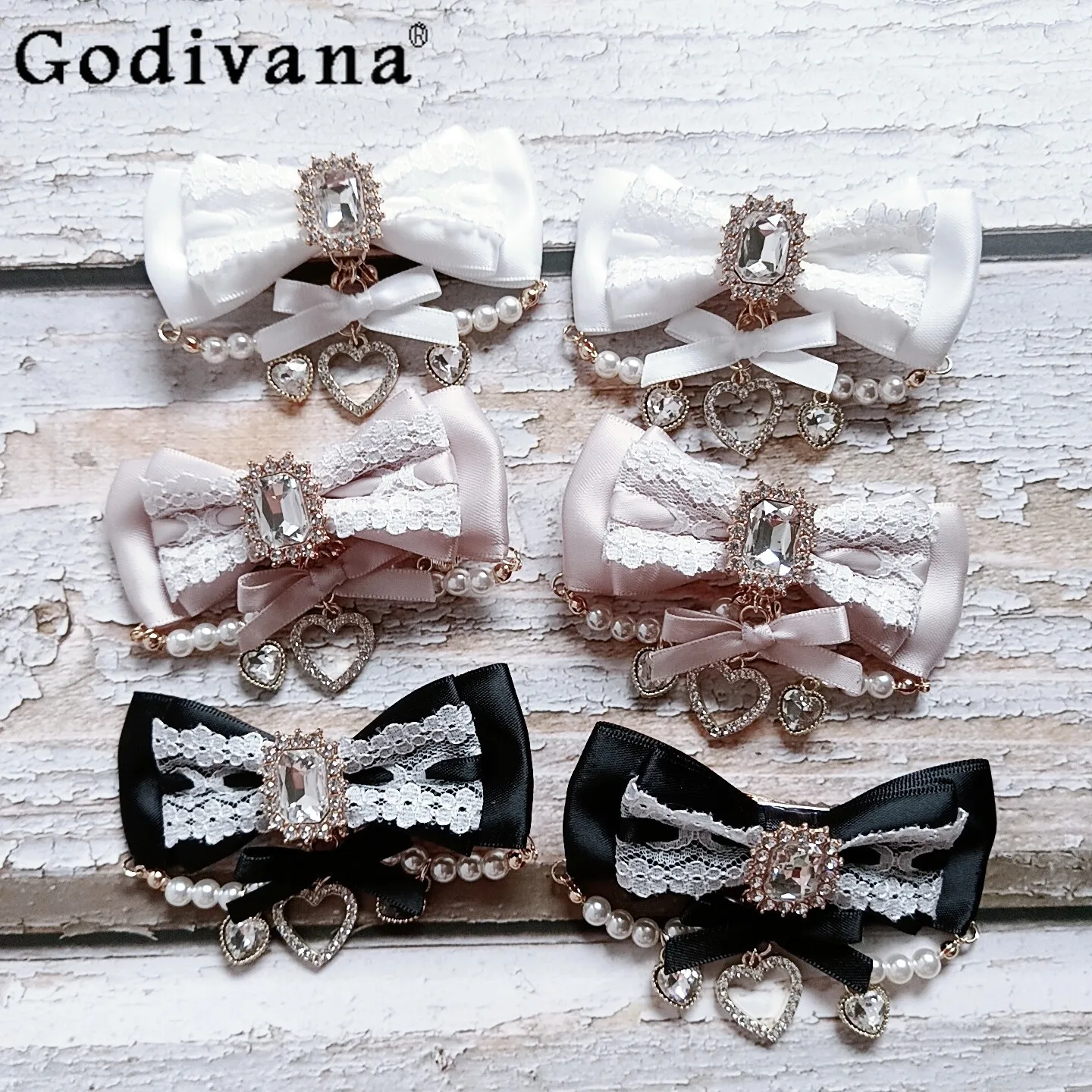 

Japanese Mine Mass-produced Sweet Lolita Hairpin Original Handmade Sweet Bow Lace Stitching Lolita Hair Accessories for Women