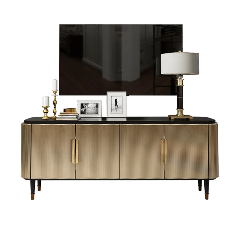 

Simple post-modern light luxury style solid wood TV cabinet coffee table combination heightening audio-visual cabinet living