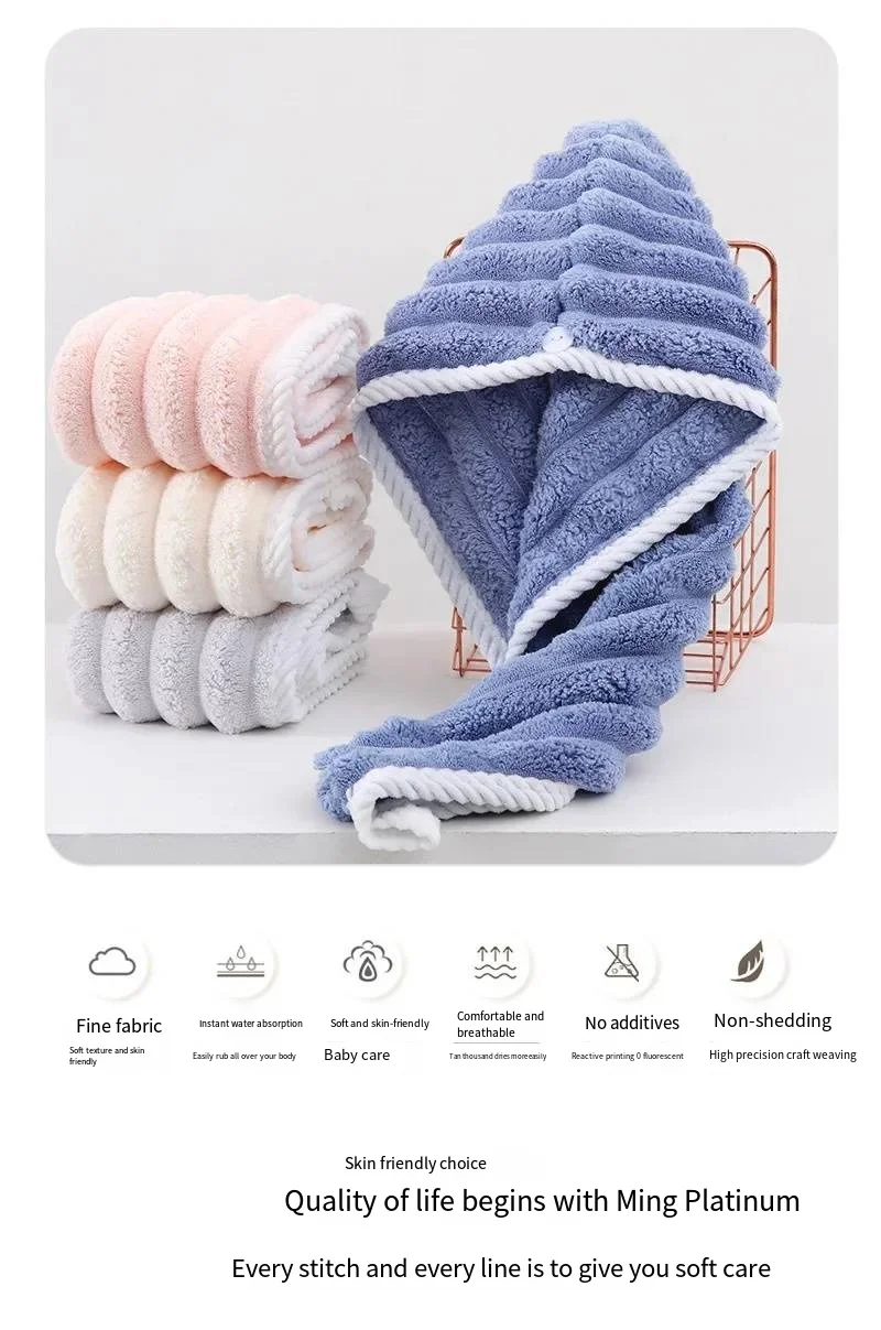 Trockenhaarkappe für Frauen, verdicktes und super saugfähiges Kopftuch zum Abwischen von Haaren, schnell trocknende Kappe, Handtuch für trockenes Haar – Detail 3