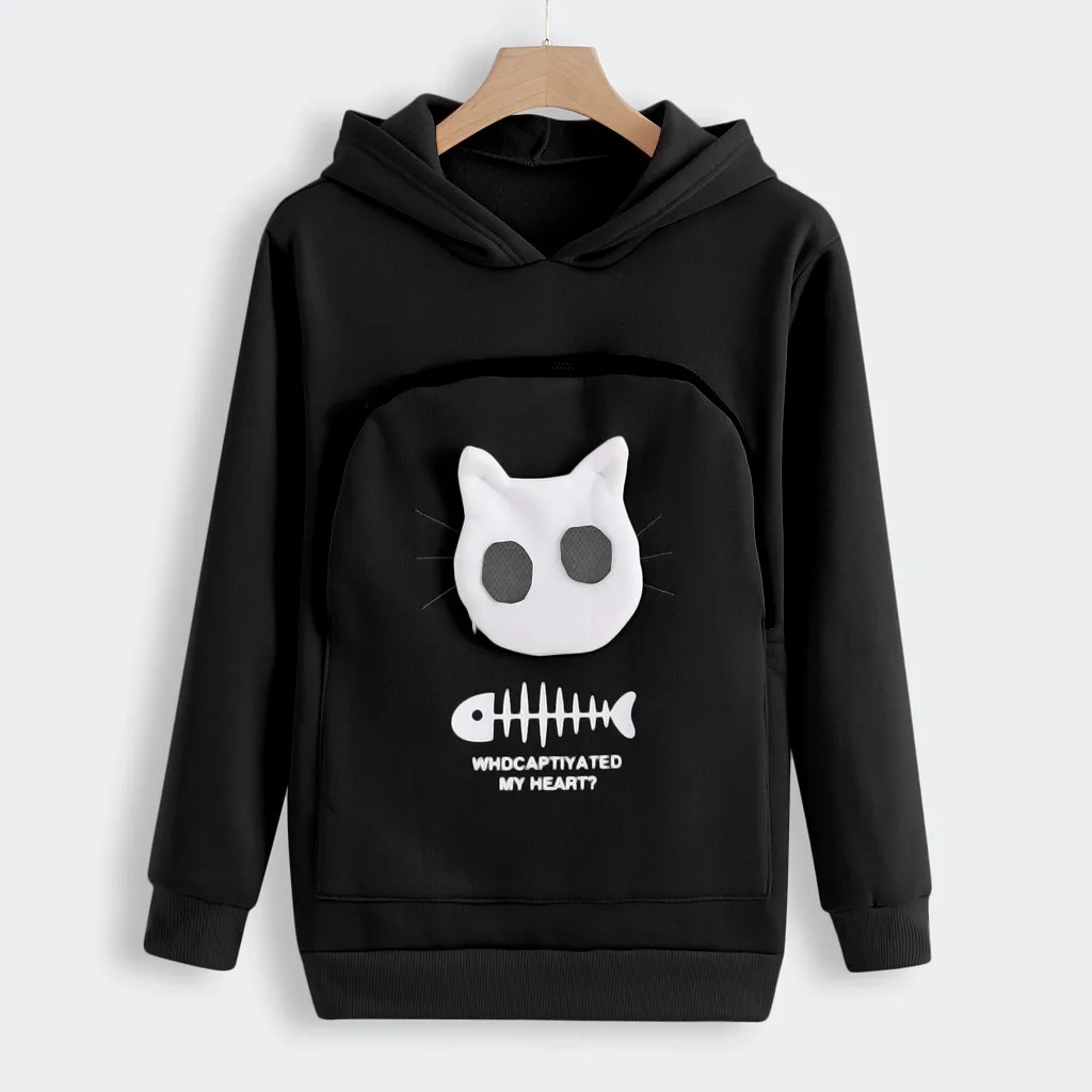 Fashion Cat Lover Hoodies Women Kangaroo Pocket Hooded Sweatshirts Dog Pet Paw Pullover Tops Long Sleeve Zipper Hoodie Sudaderas