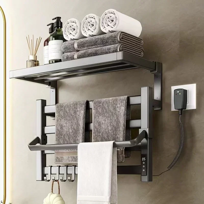 Smart Electric Towel Dryer - Bathroom Towel Shelf with Perforated Carbon Fiber Towel Heating High Efficiency Drying Rack Hot