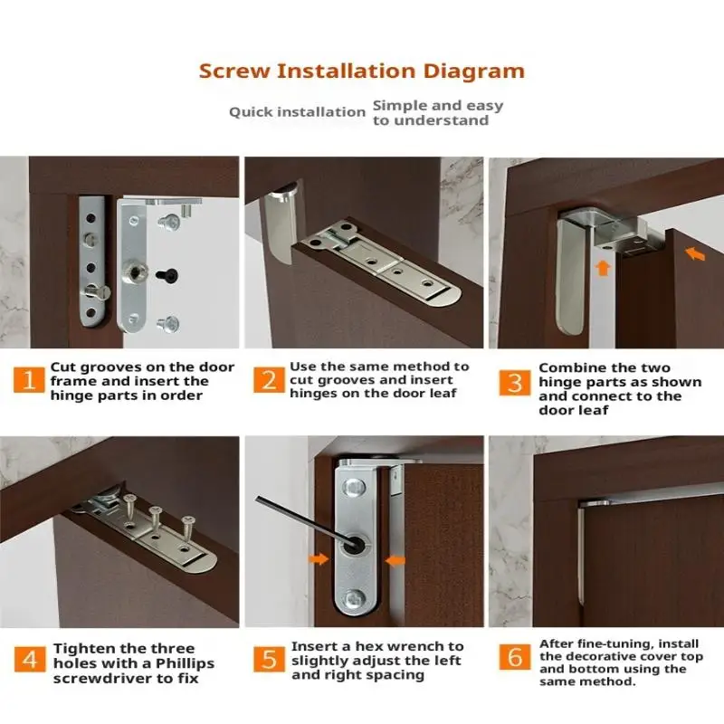 2 قطعة سبائك الزنك/الحديد مفصلات مخفية للأبواب ثلاثية الأبعاد قابل للتعديل قطب غير مرئية العالم المفصلي سبائك الزنك الباب المفصلي الأثاث الأجهزة