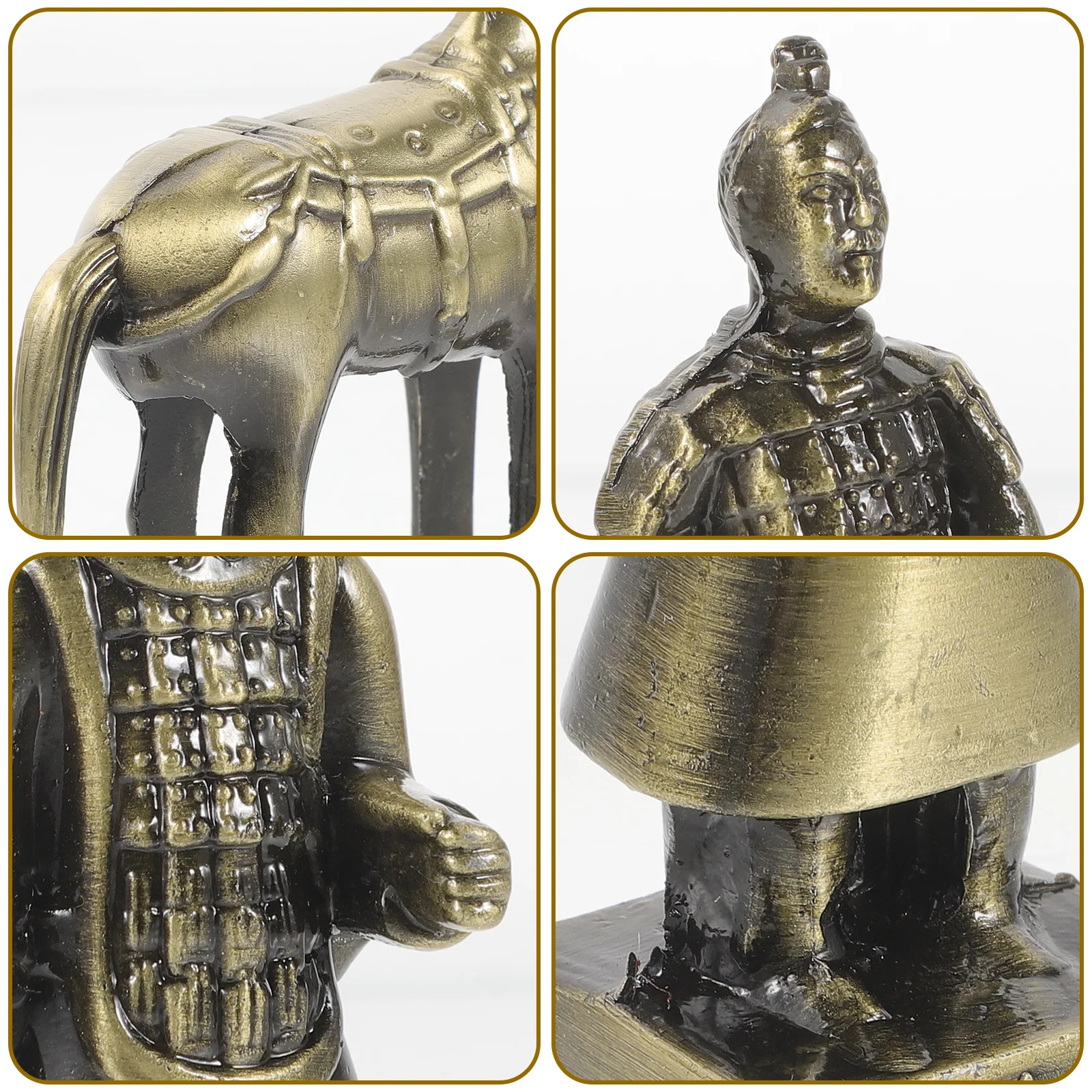 

8pcs Terracotta Warriors Figurines Alloy Metal Craft Retro Decor Small Desktop Decoration For Office Shelf Vintage Warriors