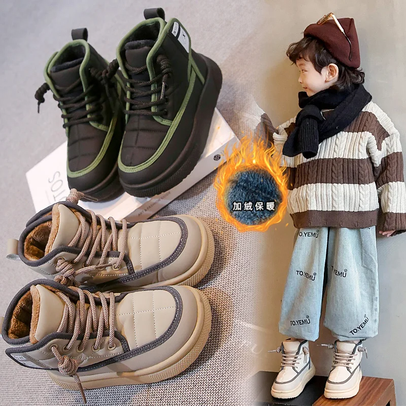 

Winter Children Snow Boots 2025 New Kids Ankle Boots Toddler Girls Fashion Non-slip Plush Fur Warm Boys Cold-proof Short Boots
