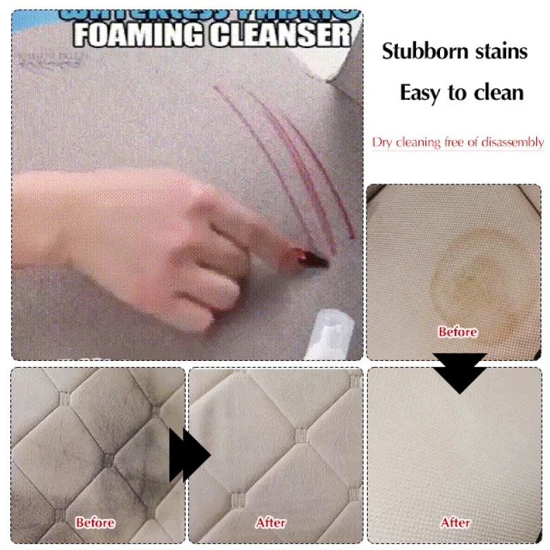 Fabric Upholstery Cleaner Foaming Mattress Powerful Stain Remover Waterless Carpet Dry Cleaner Stubborn Stain Cleaner No Odor