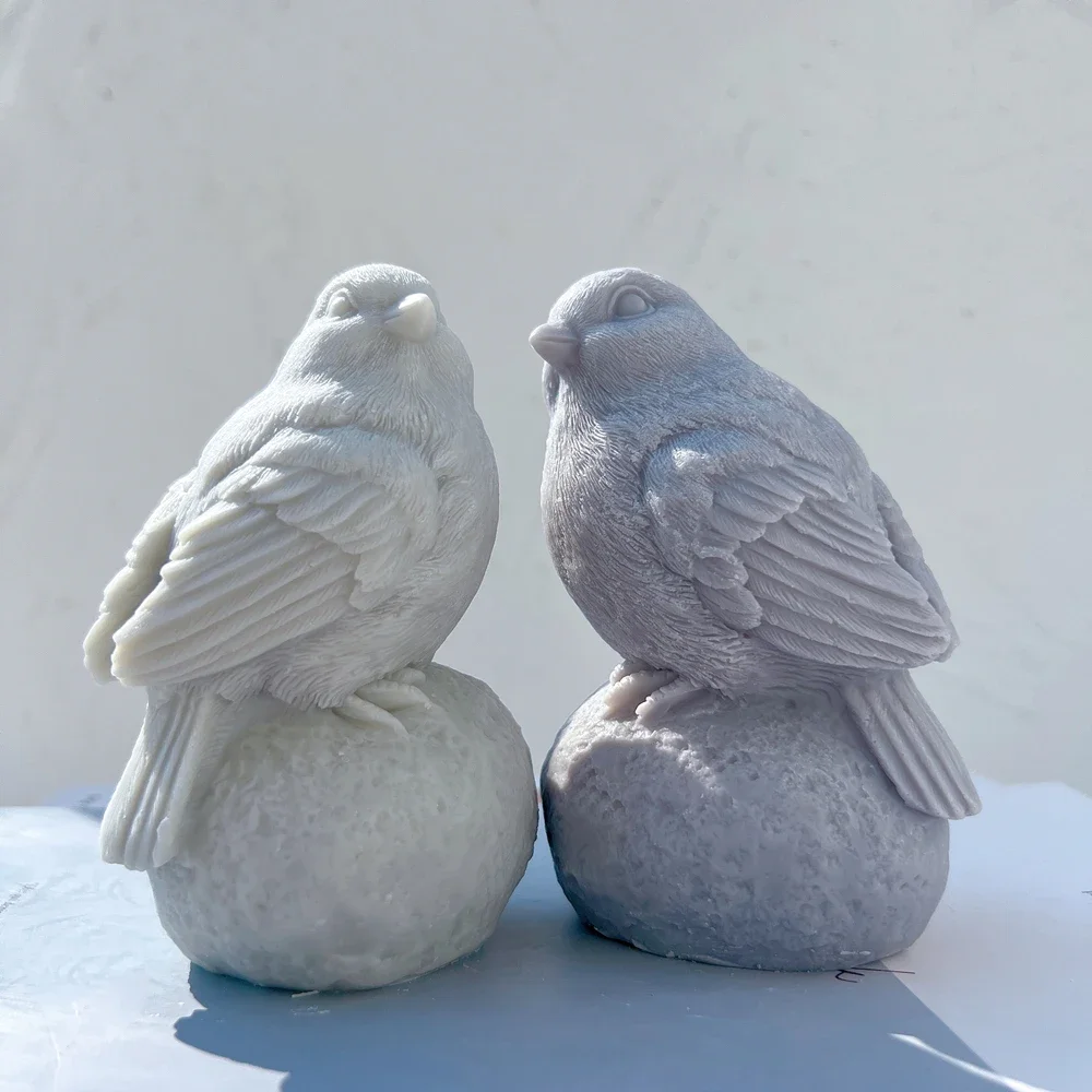 Animal Decorative Sitting On Stone Bird Silicone Candle Mold Animal Soy Wax Mould