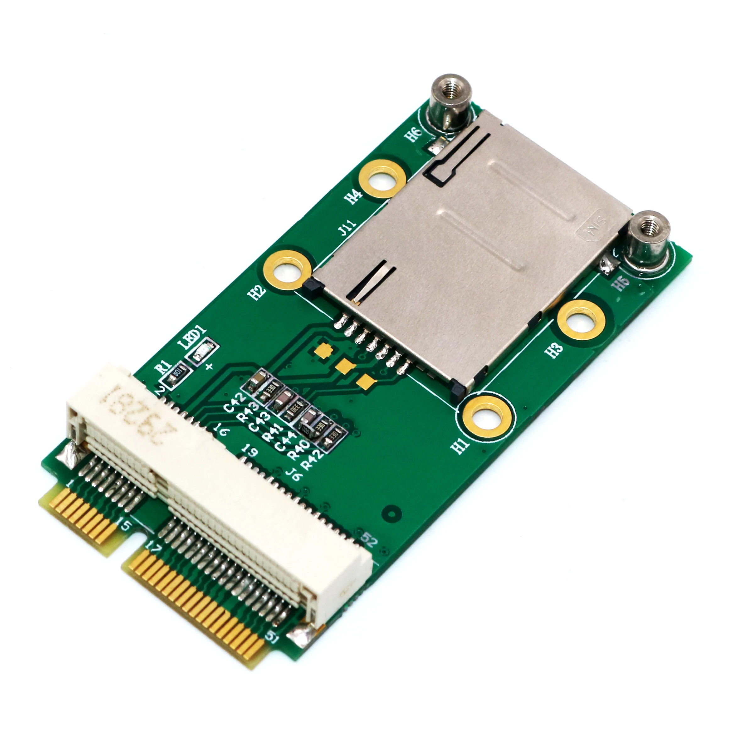 Mini PCI-E Adapter with SIM Card Slot for 3G/4G ,WWAN LTE ,GPS card  With self-elastic SIM card holder