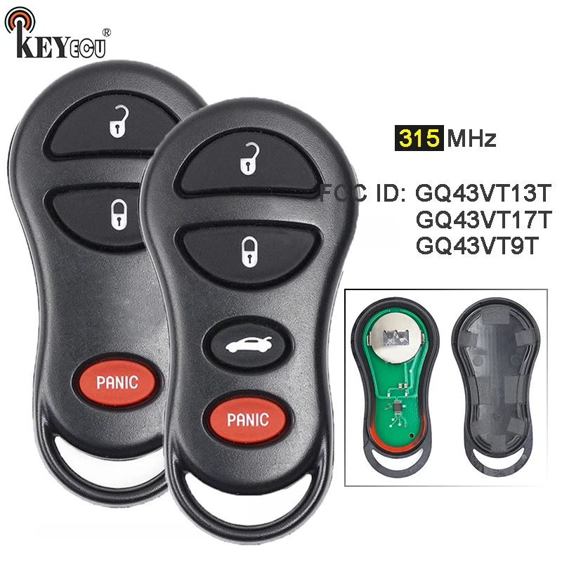 KEYECU 315MHz GQ43VT9T GQ43VT13T GQ43VT17T Remote Key Fob for Chrysler Voyager Cruiser for Dodge Ram Dakota Jeep Cherokee