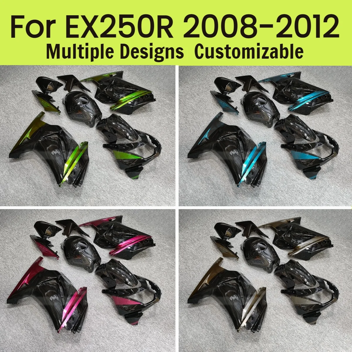 

For Kawasaki Ninja250 2008-2012 Motorcycle Fairings EX250R 08-12 Cowling Injection Molded Fairing Kit