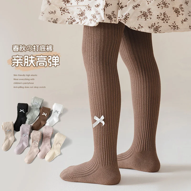 Cute Girls Thin Vertical Stripe Silver Thread Mini Bow Anti Pilling Tights Durable Elastic Breathable Lolita Princess Pantyhose