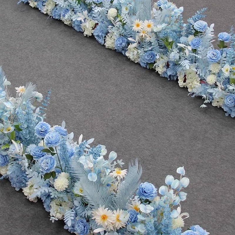 Set Of Blue Wedding Floral Feather Simulation Flower Wedding Layout Road Lead Flower Point Flower Background Flower