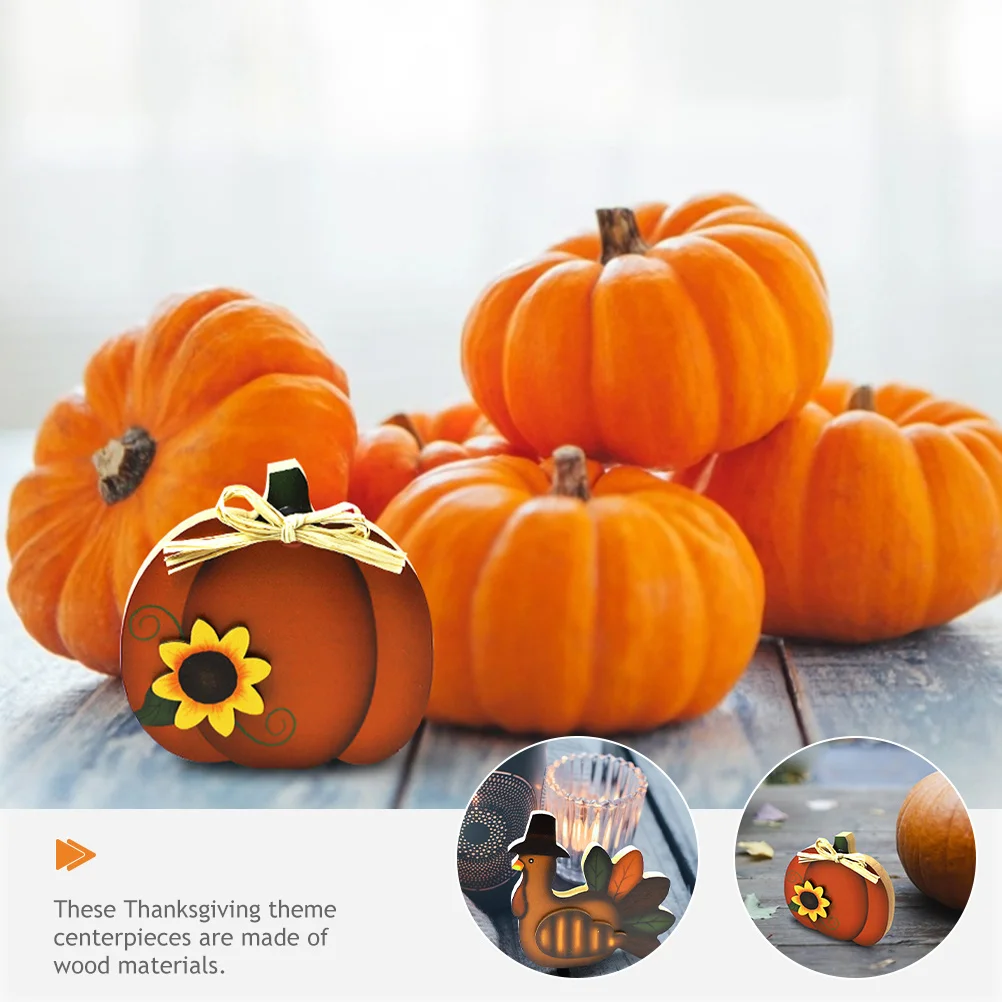 

3Pcs Thanksgiving Centerpieces Table Wood Pumpkin Turkey Decorations Autumn Desktop Ornaments Party Supply Turkey Centerpiece