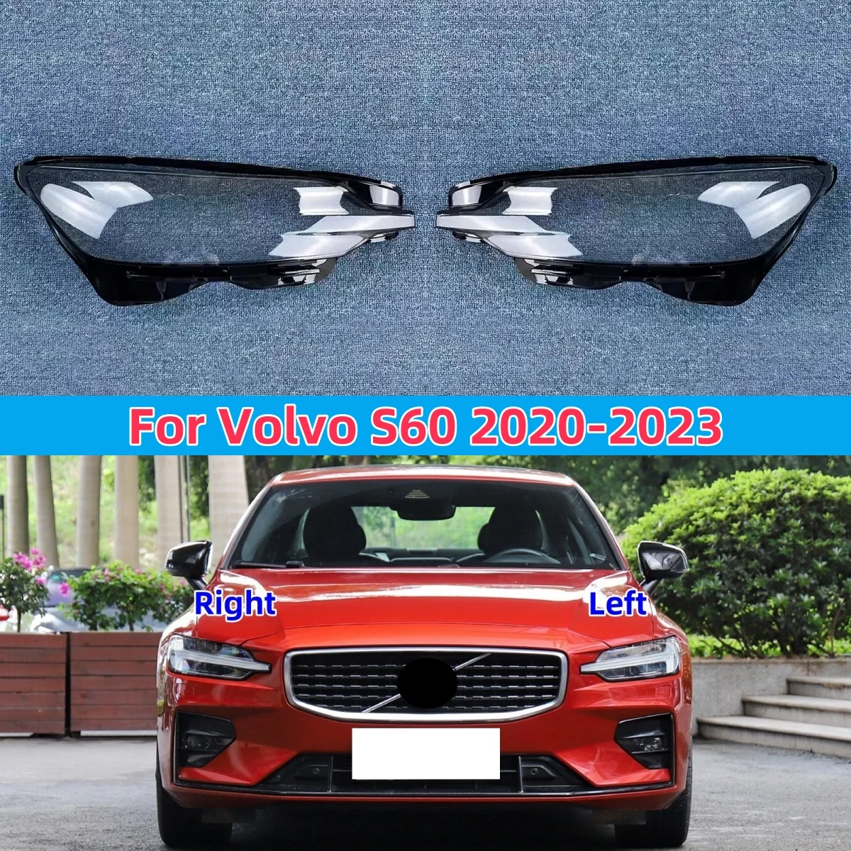 For Volvo V60 S60 2020 2021 2022 2023 Car Headlight Lens Cover Shell Lampshade Transparent Head Lights Lamp Mask