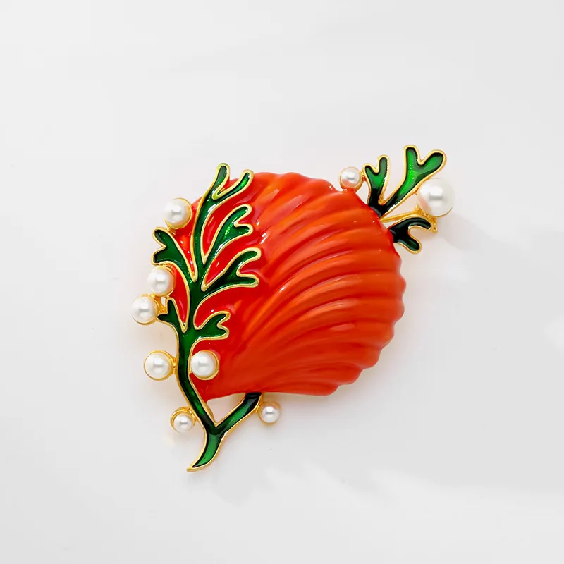 

Drip-glazed Shell Pearl High-end Delicate Enamel Personality Vintage Brooch Delicate Pin Jewelry Clothing Accessories for Women