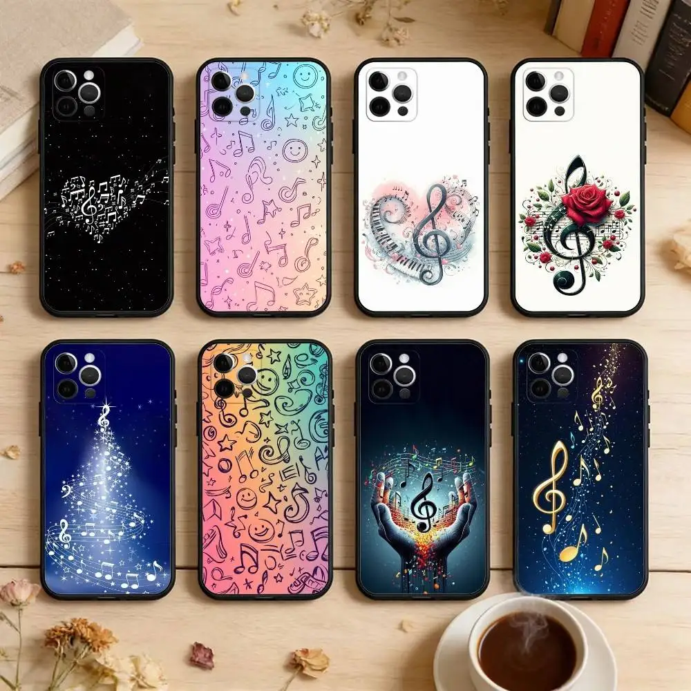 

Music Art Treble Clef Phone Case For iPhone 17,16,15,14,13,12,11 Plus,Pro Max,Soft Silicone Black Cover