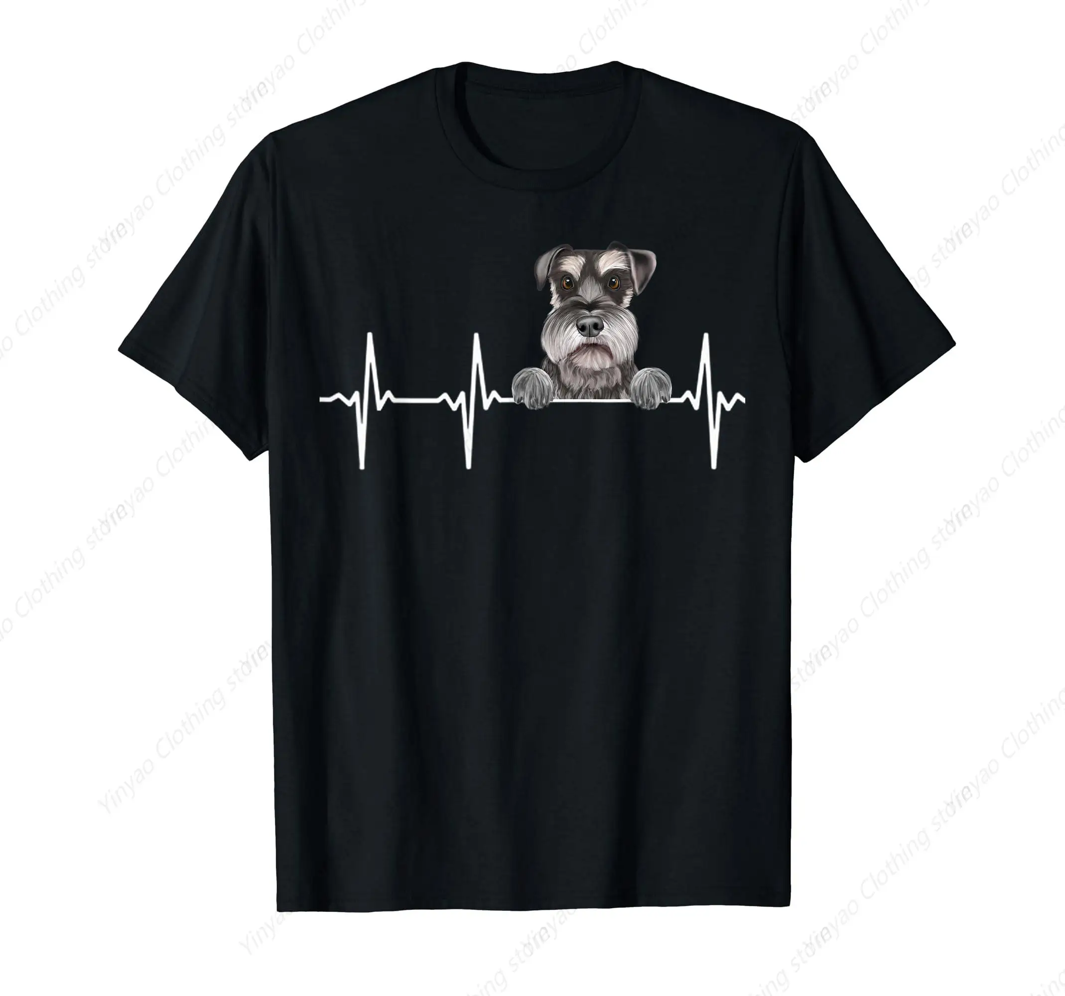 Fun Dog Schnauzer Pattern Enthusiast T-shirt Fashion Personalized Cotton Short Sleeve