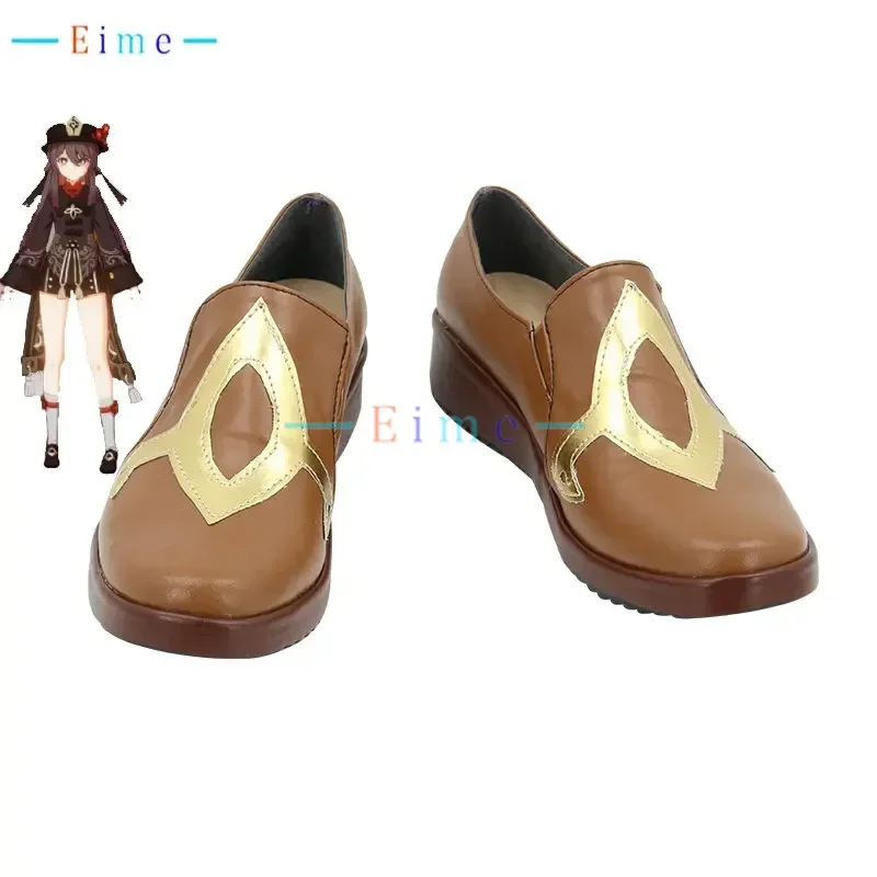 Hu Tao Cosplay Shoes Brown PU Leather Shoes Halloween Carnival Boots Game Genshin Impact Hutao Cosplay Prop Custom Made