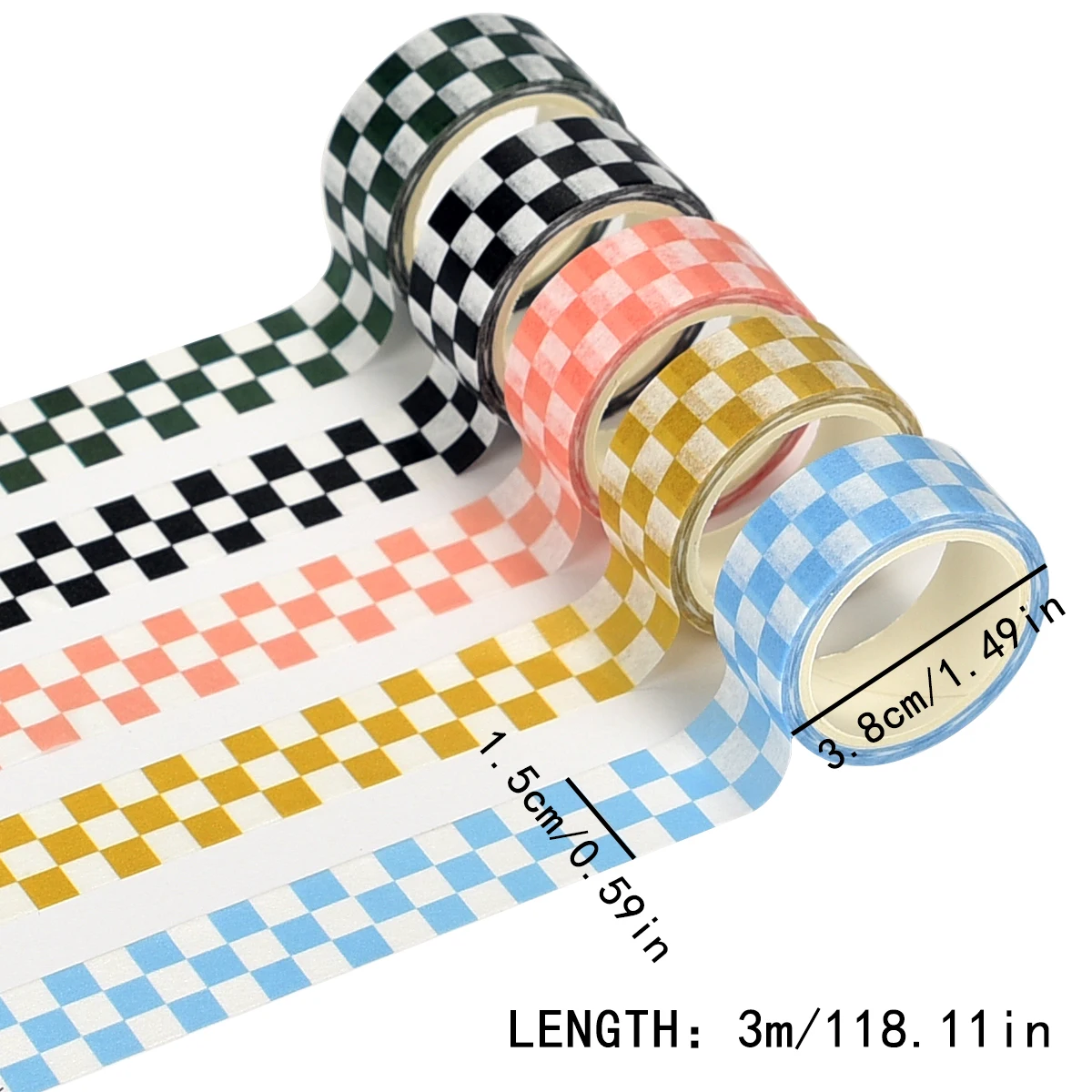 5 Rolls Checkerboard Grid Washi Tape for Scrapbooking Planners DIY Decoration And Crafts Gift Wrapping