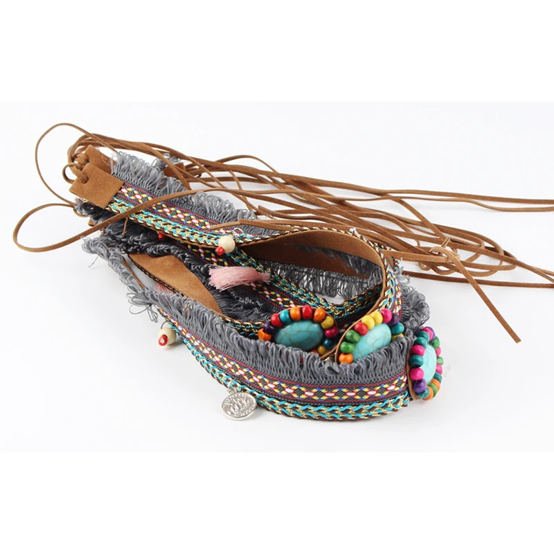 Ethnic Colorful Beads Necklace for Women Boho Turquoises Choker Necklaces Cotton Tassel Jewelry On The Neck Clothes Accessories