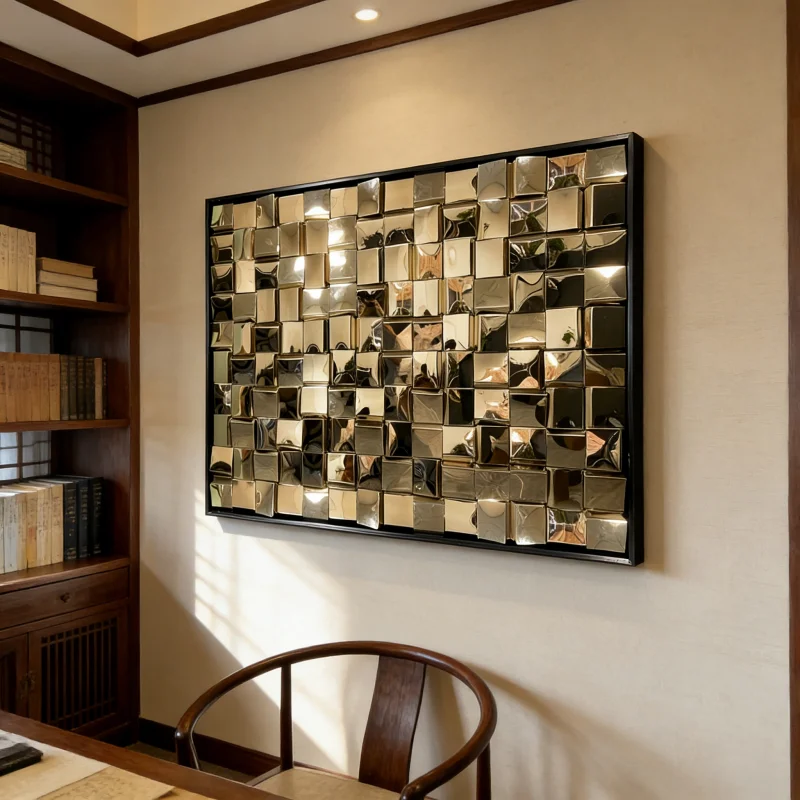 

Настенное украшение из нержавеющей стали, объемное, для прихожей, коридора, металлическое, креативное, геометрическое, настенное искусство, подвесное